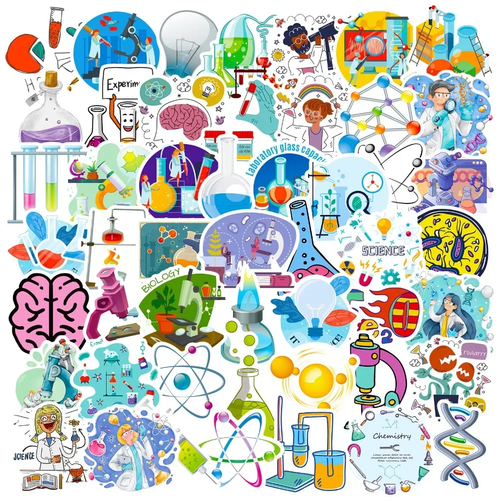 Vintage Fashion Toys - 50PCS 만화 과학 실험실 스티커 미적