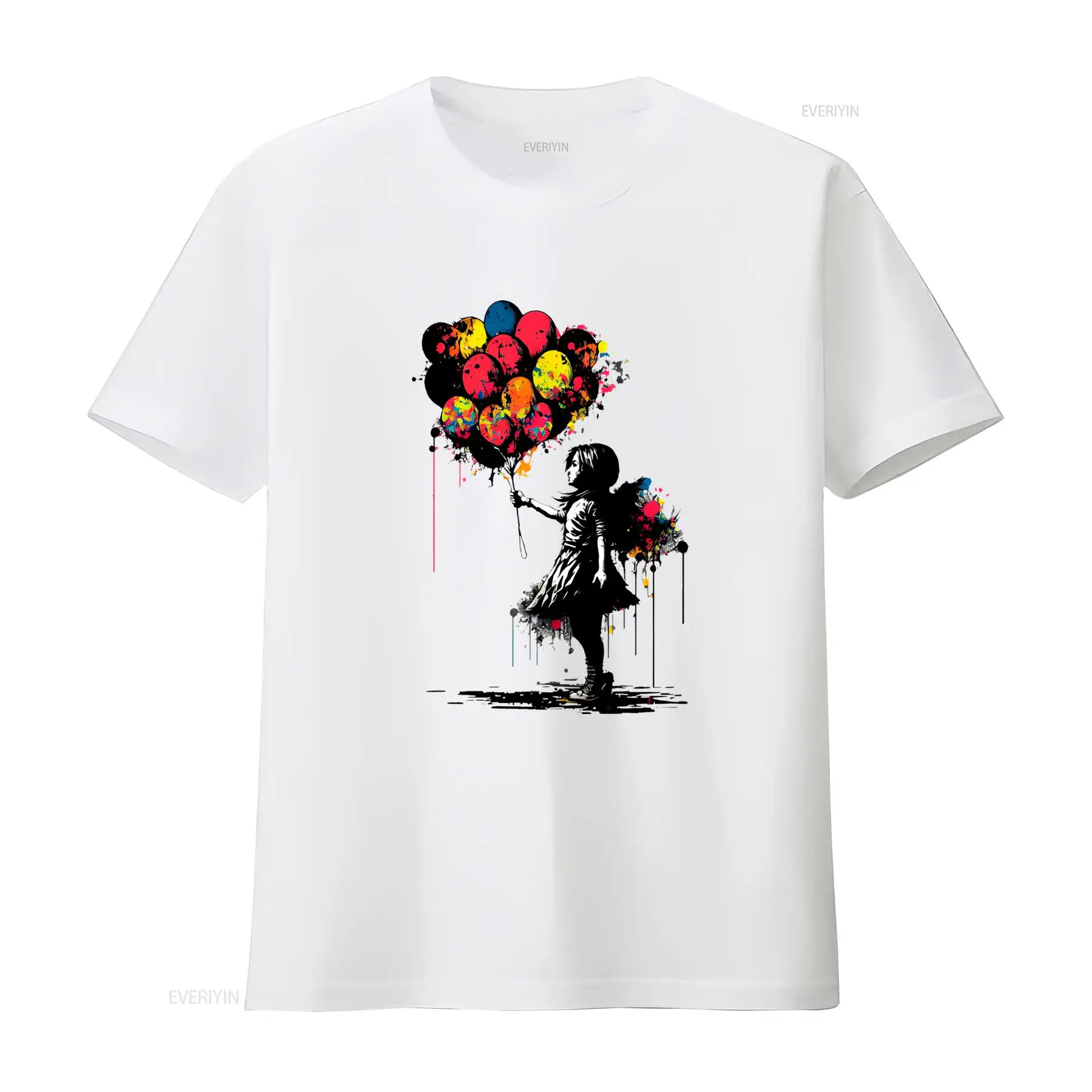 Vintage Fashion Art - Banksy Peace T 셔츠 Balloon Girl