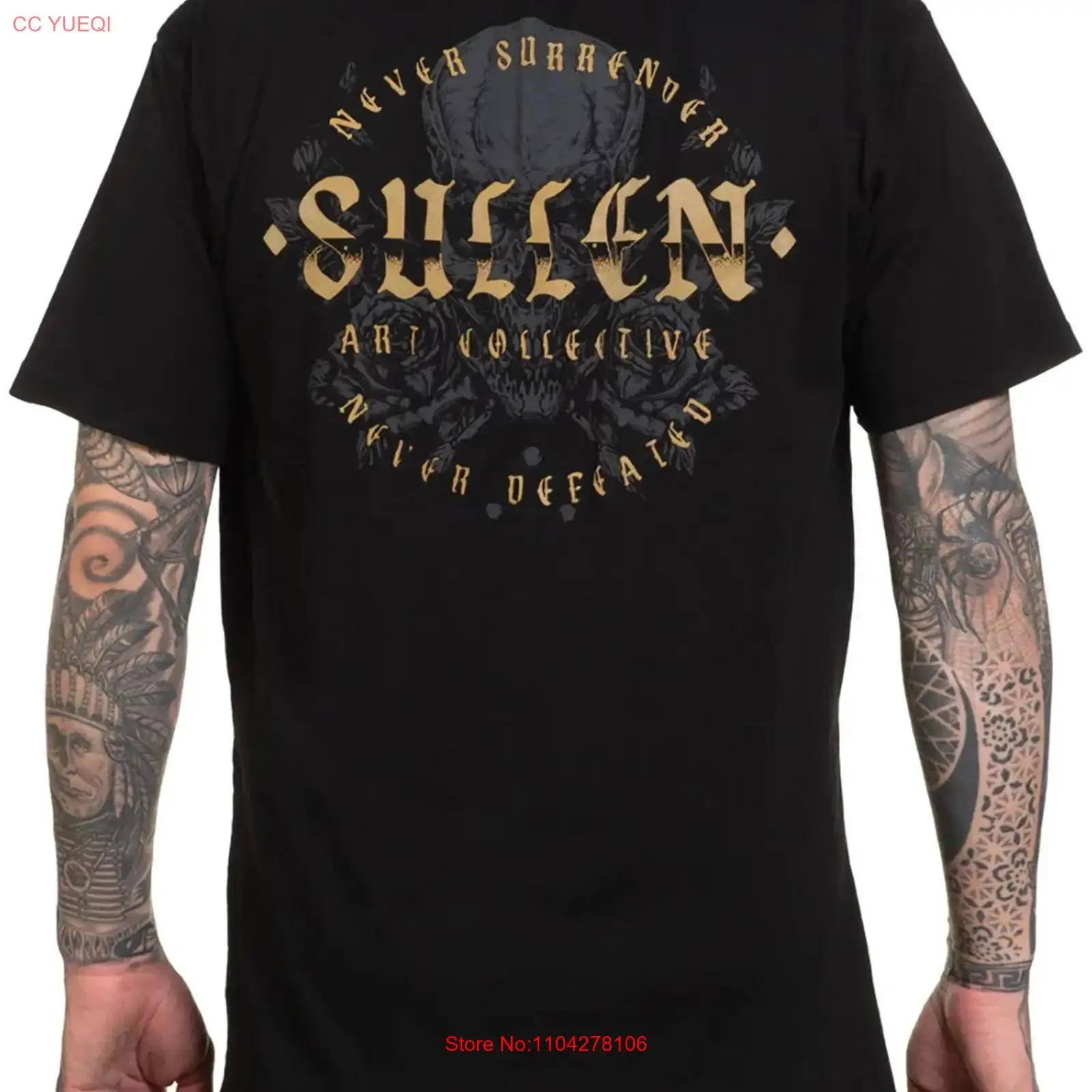 Vintage Fashion Logo - Sullen Men's Never Defeated 프리미엄 티셔츠
