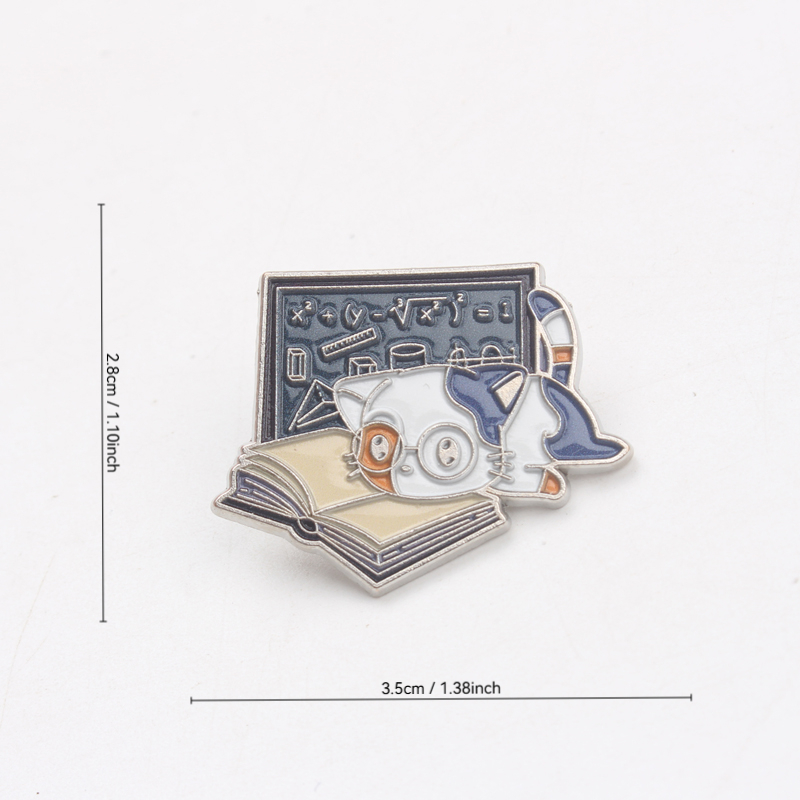 빈티지 귀여운 학자 고양이 에나멜 핀 - 책 읽는 수학 - Vintage Fashion Books 리뷰 및 가격