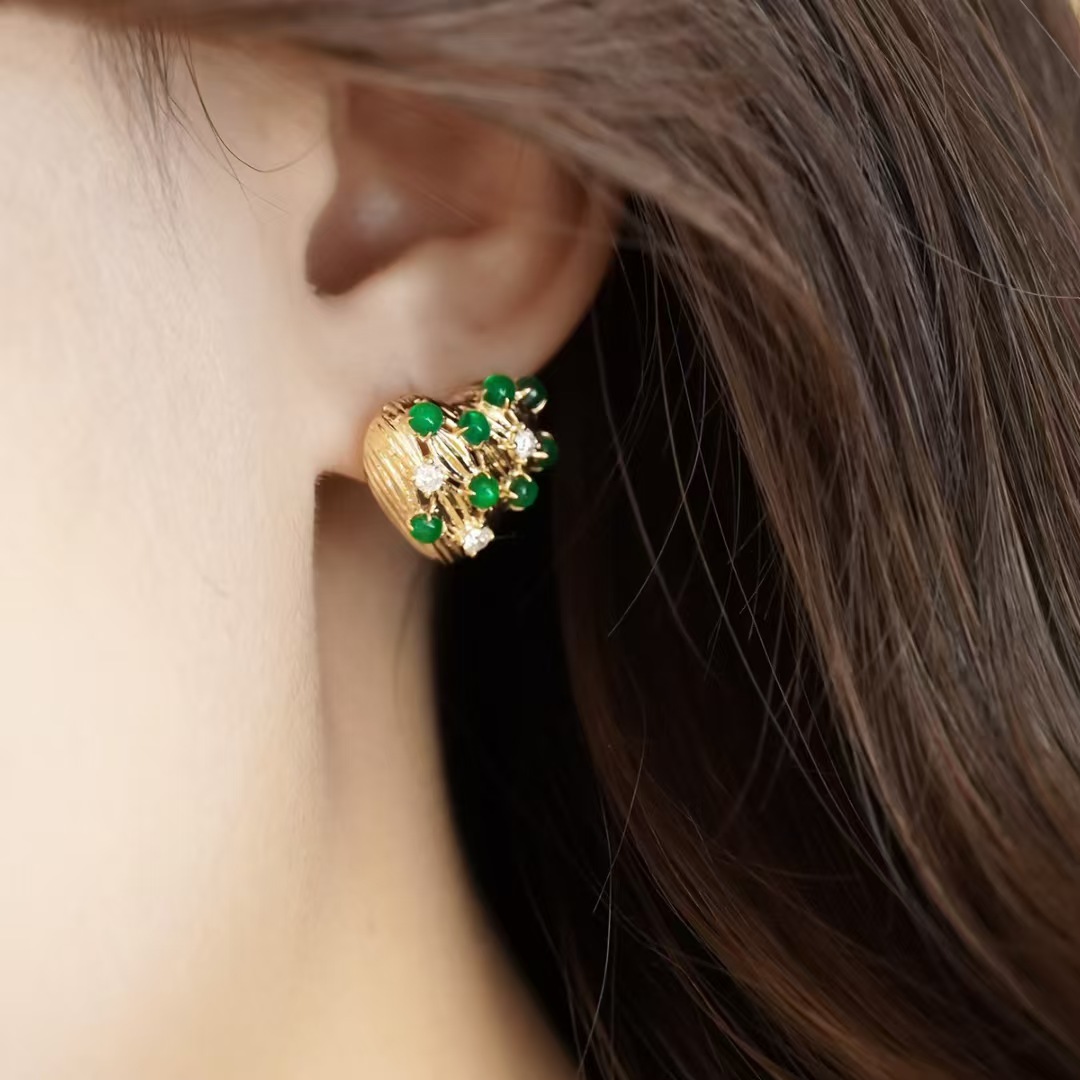 Retro14K 골드 채워진 에메랄드 드롭 매달려 귀걸 - Vintage Fashion Eras 리뷰 및 가격