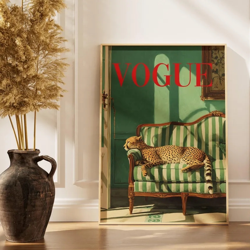 빈티지 동물 벽 예술 패션 잡지 표범 그림 빈티지 포스 - Vintage Vogue Fashion Poster 리뷰 및 가격