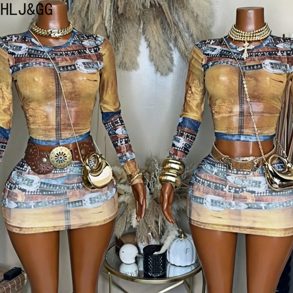 HLJ&GG 패션 빈티지 패턴 프린트 메쉬 투피스 세트 - Vintage Fashion Patterns 리뷰 및 가격