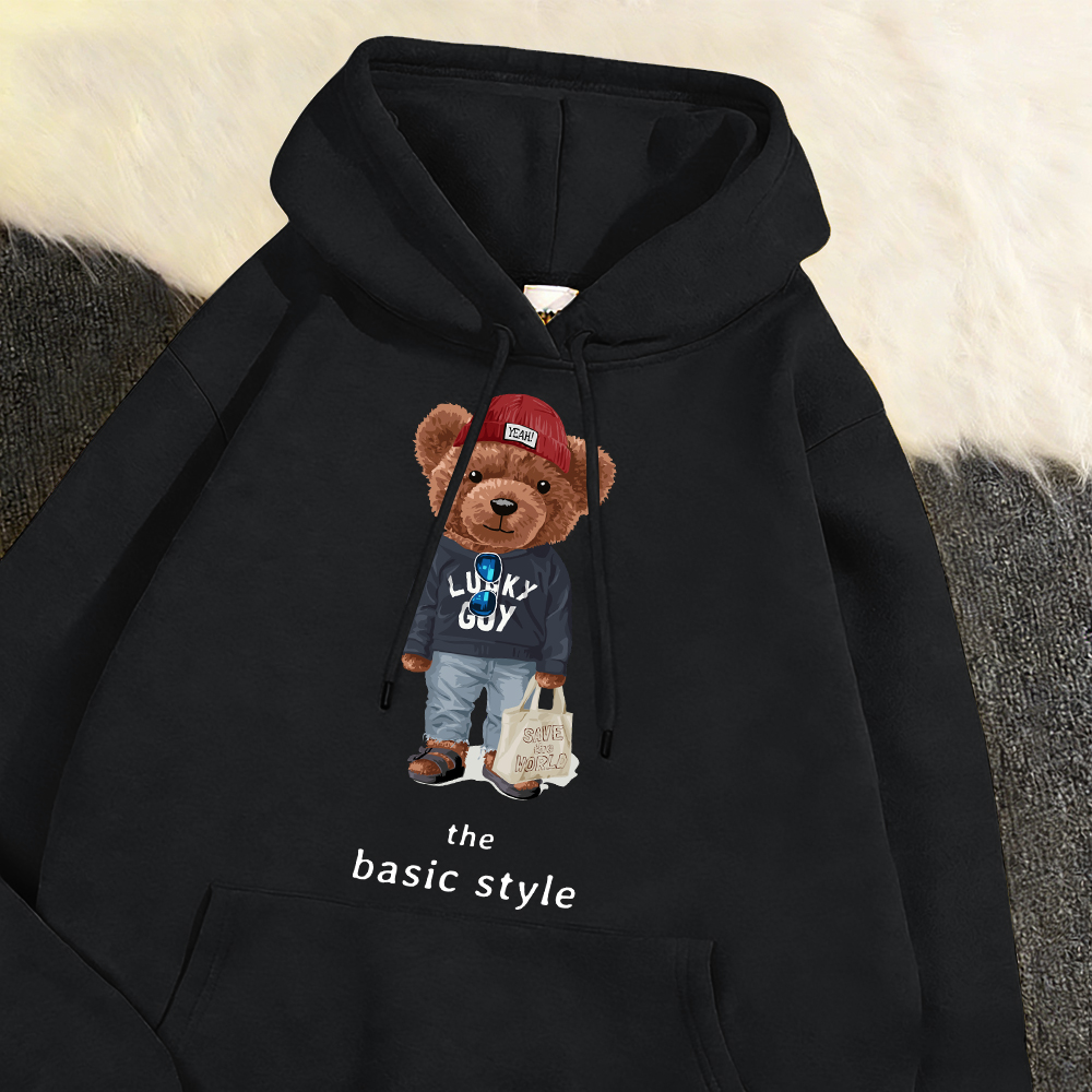 만화 곰 남성용 기본 의상 레트로 스웨트셔츠 플리스 루 - Vintage Fashion Outfits Men 리뷰 및 가격